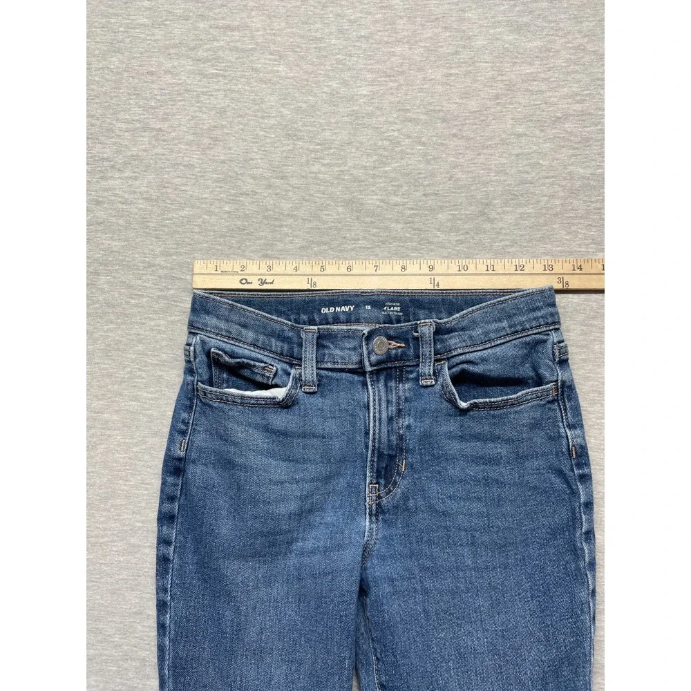 Old Navy Built In Tough High Rise Flared Leg Jeans Girls 12 Blue Denim Stretch
